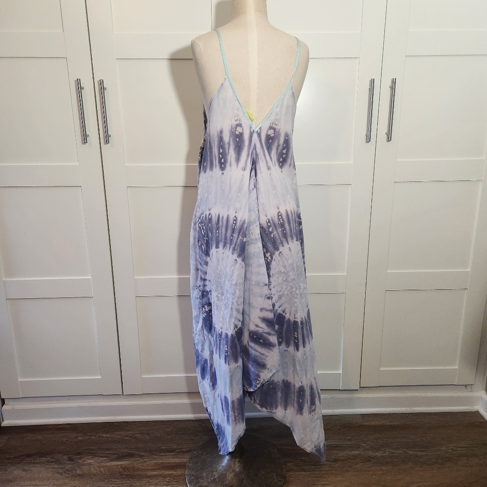 Roberta Roller Rabbit Tie Dye Caftan Dress Blue White O/S Hand Block Inspired - Picture 3 of 10